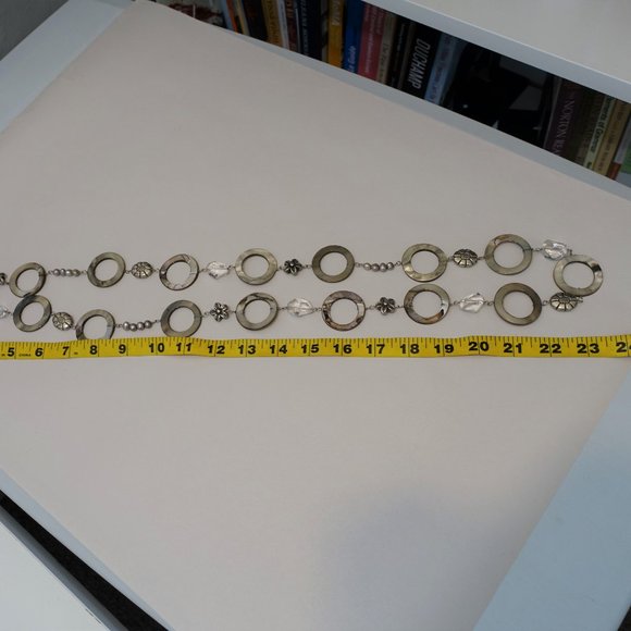 Long statement necklace--Abalone MOP, pearl, rock crystal - Picture 8 of 9